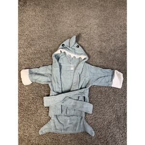 Baby Aspen Robe Unisex Baby Toddler 0-9mo Blue Terry Hooded Shark Embroidered